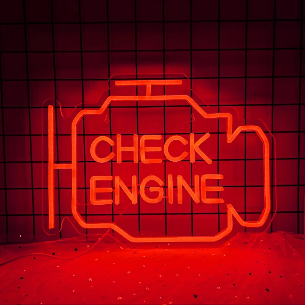 Check Engine – LED-neonskylt (5 V USB)