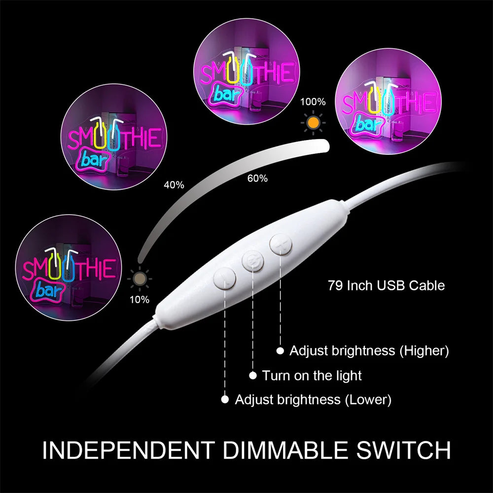 Smoothie Bar 5V USB LED Ljusskylt - Prisvärd