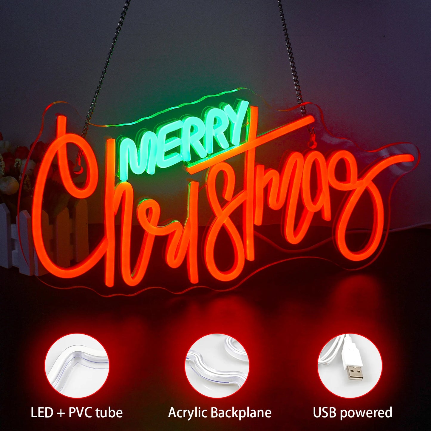 God Jul 5V USB LED Ljusskylt - Budgetvänlig