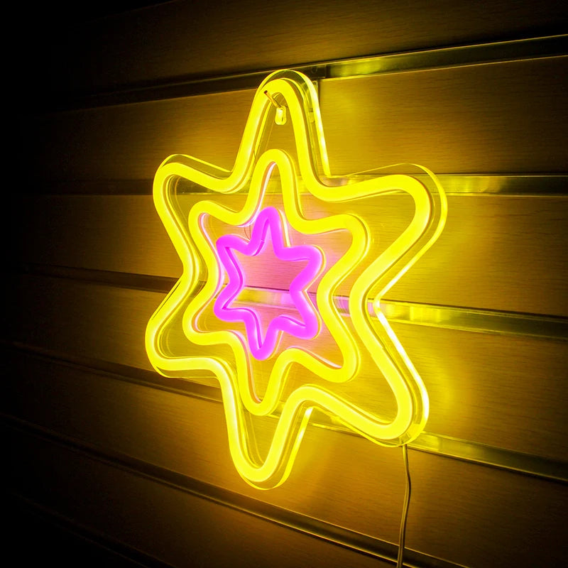 Hexagonal Stjärna 5V USB LED Neonskylt - Prisvänlig