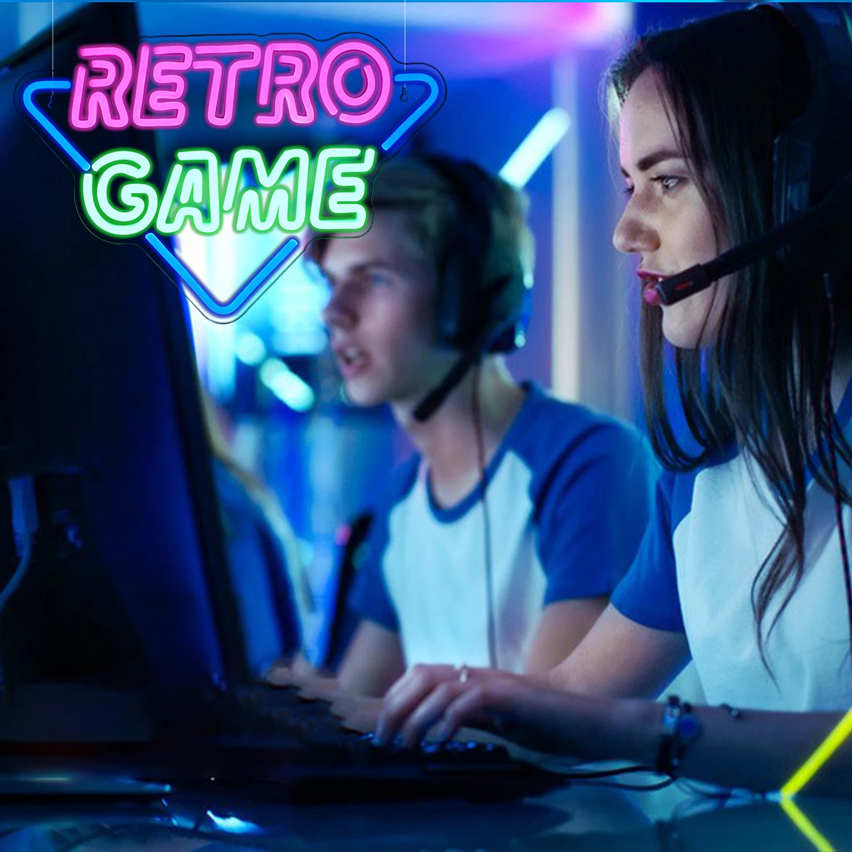 RETRO GAME – Triangel – LED-neonskylt (5 V USB)