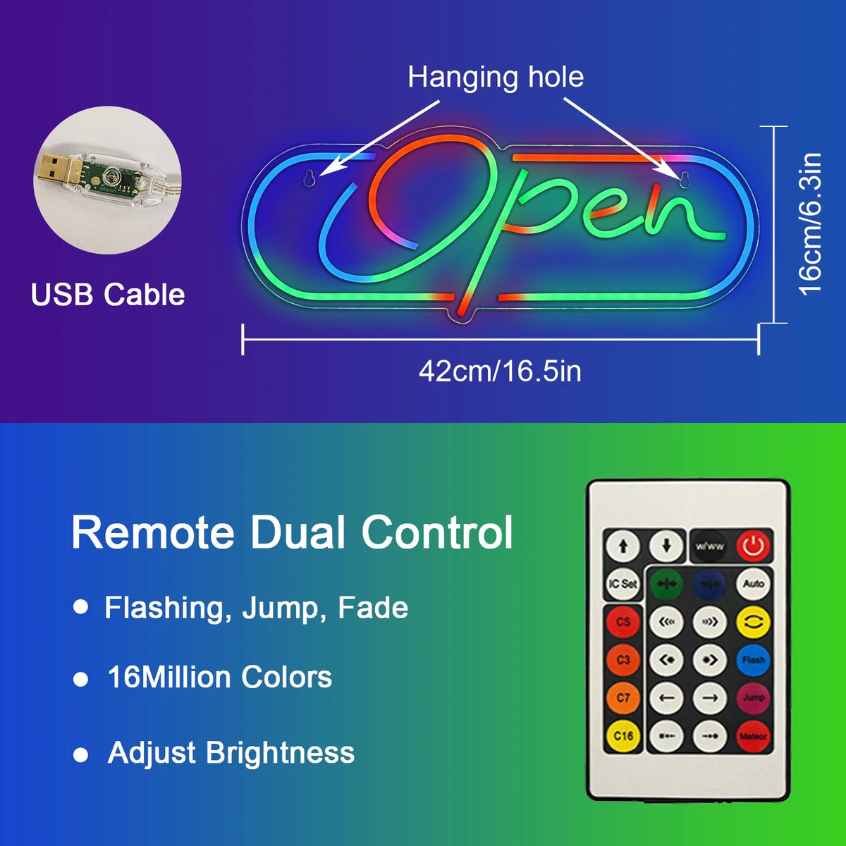 RGB Open – LED-neonskylt (5 V USB)