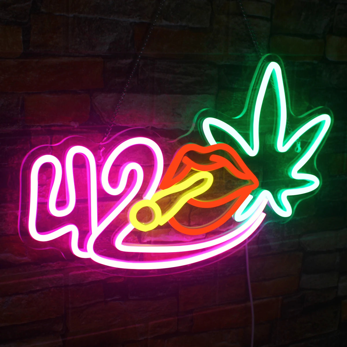  Green Leaf, Cigarr 5V Mini USB LED Neonskylt - Budgetvänlig
