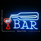 BAR – Vinflaska som häller i ett glas – LED-ljusskylt (5 V USB)