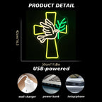 Kors och fredsduva – LED-neonskylt (5 V USB)