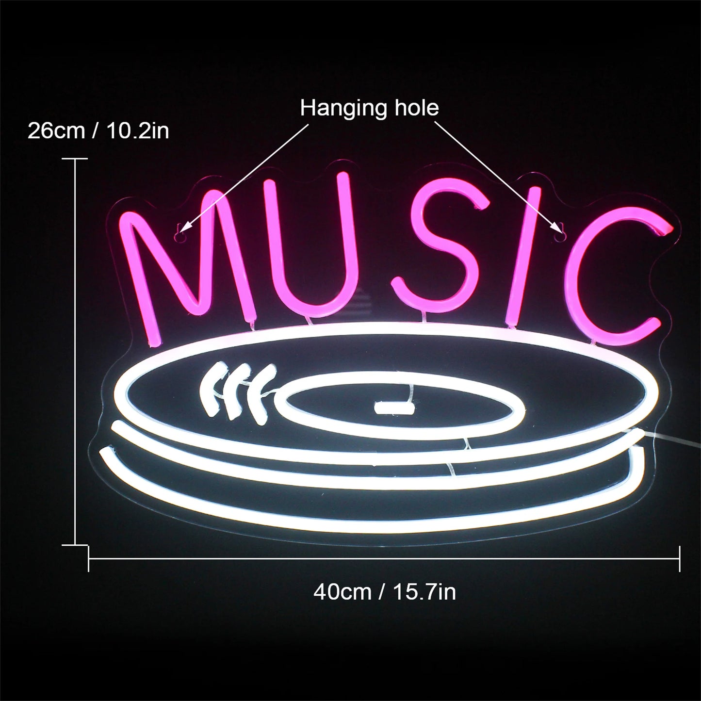 Theartneon Musikskiva 5V Mini USB LED Ljusskylt - Budgetvänlig