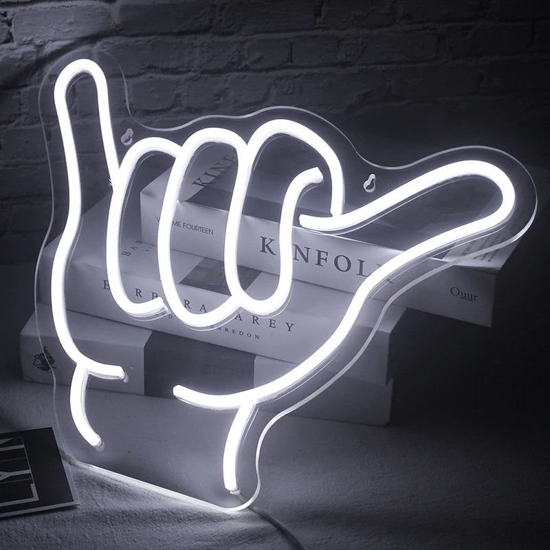 Shaka-handtecken – LED-neonskylt (5 V USB)