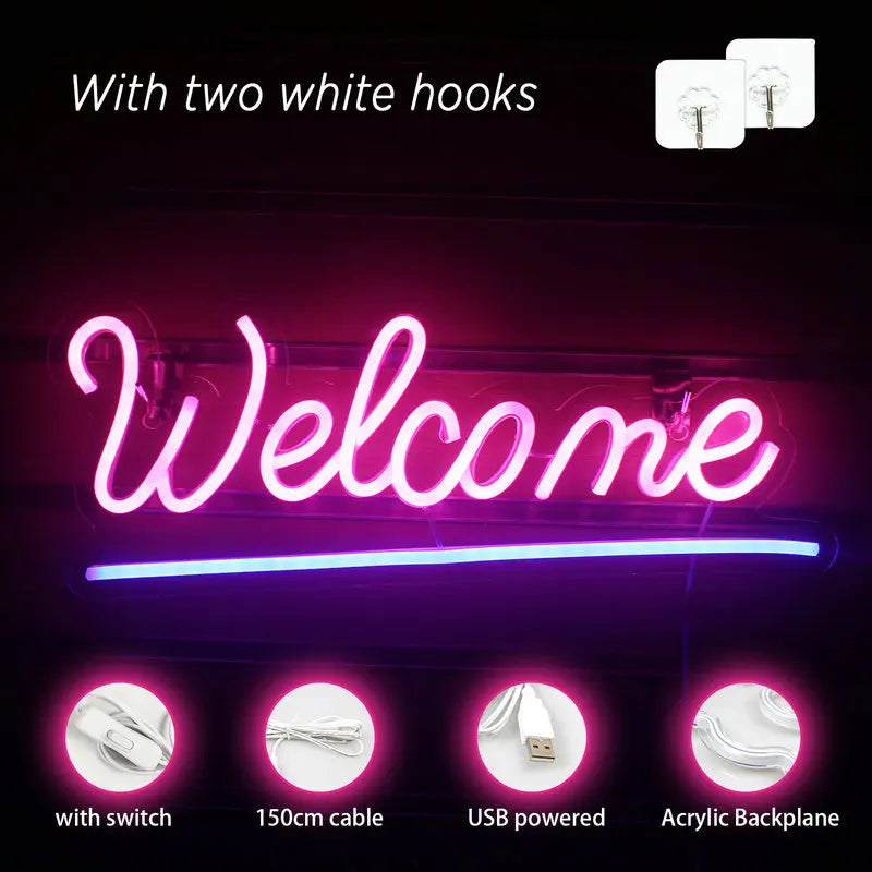Welcome – LED-neonskylt (5 V USB)