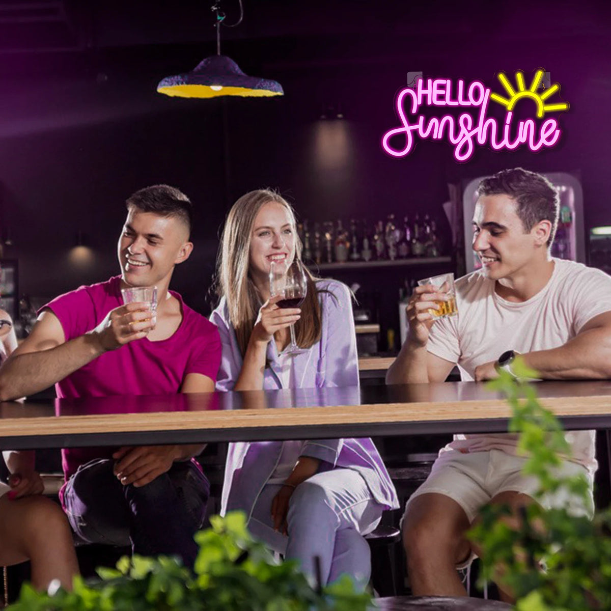 HELLO Sunshine – Sol – LED-neonskylt (5 V USB)