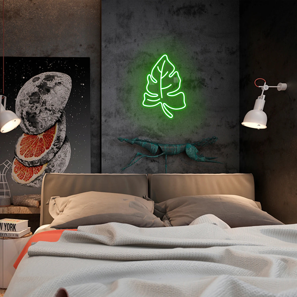 Grönt blad – LED-neonskylt (5 V USB)