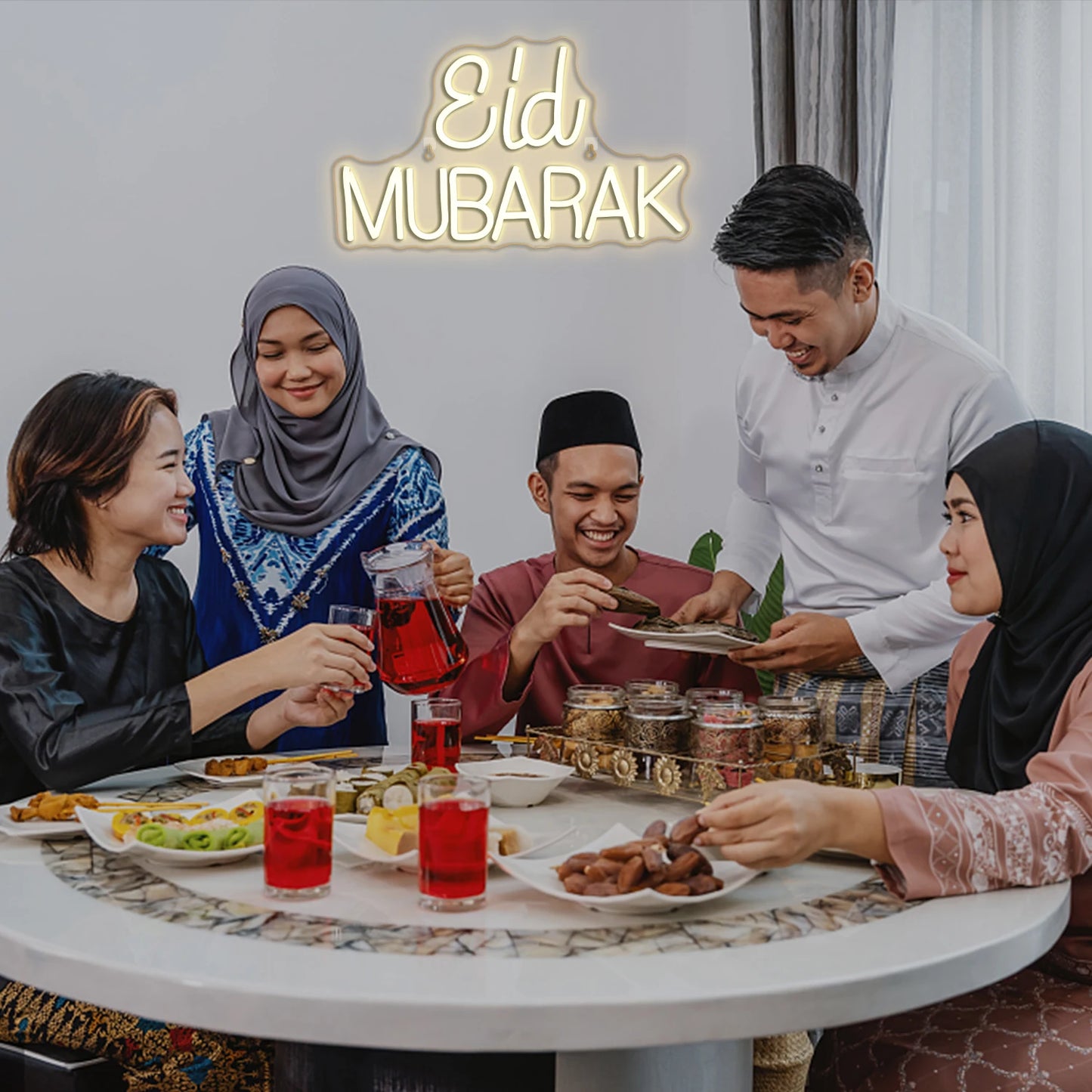 Eid Mubarak 5V USB LED Ljusskylt - Prisvänlig