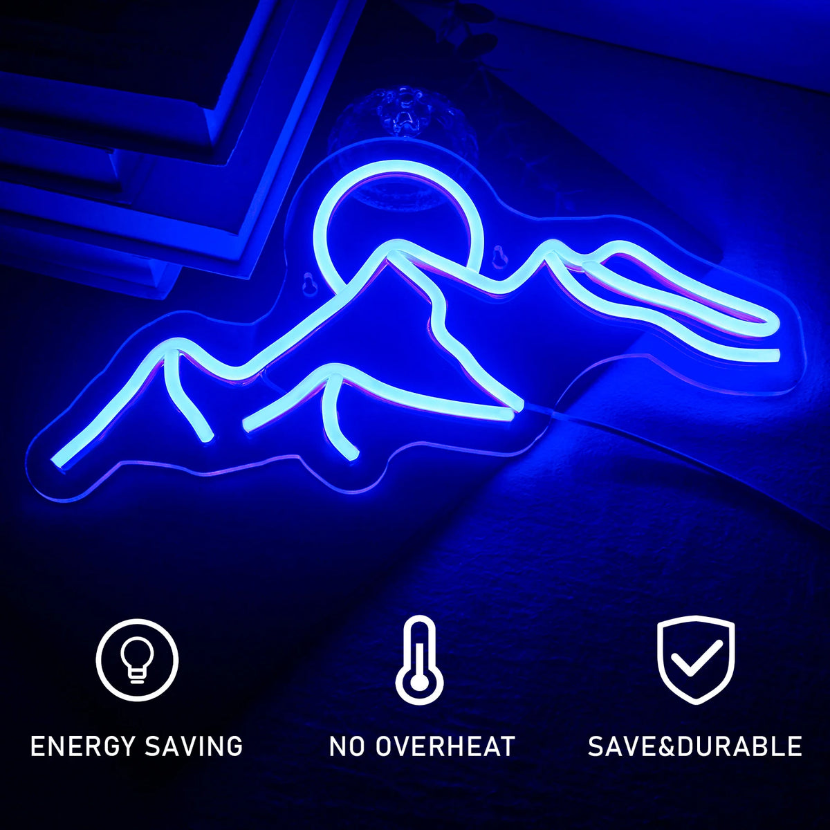 Berg och solnedgång – LED-neonskylt (5 V USB)