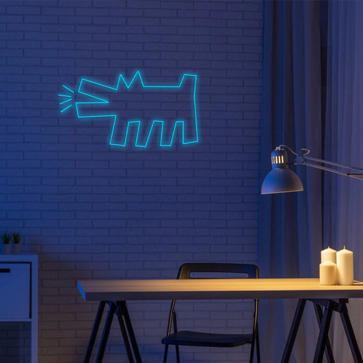 Kontur av skällande hund – LED-neonskylt (5 V USB)