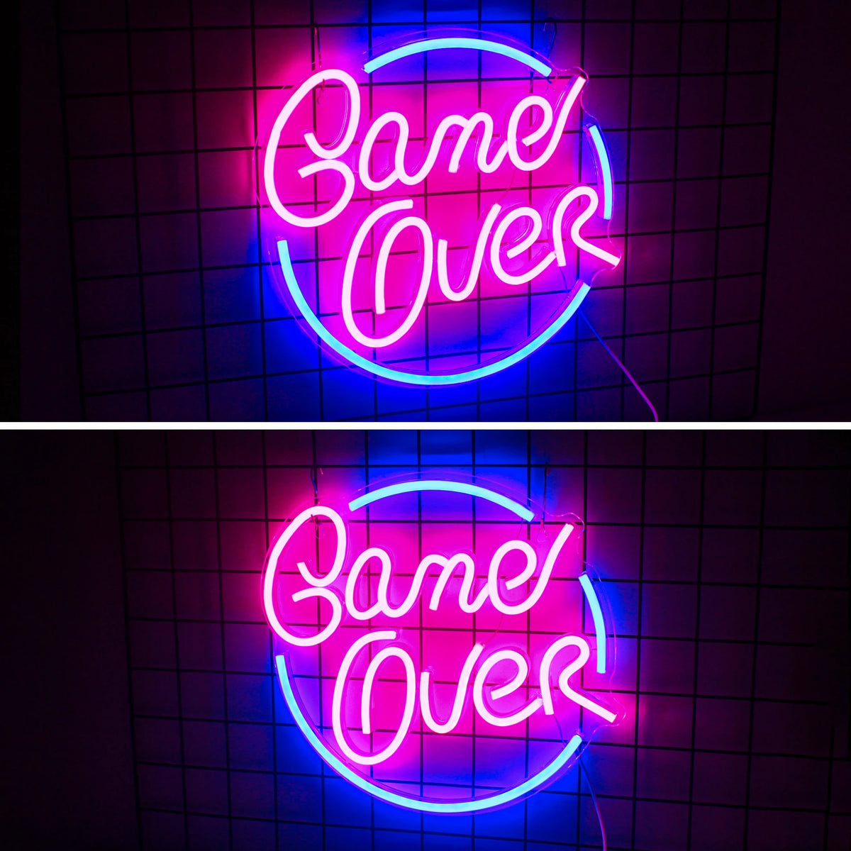 Game Over – Rund kant – LED-neonskylt (5 V USB)