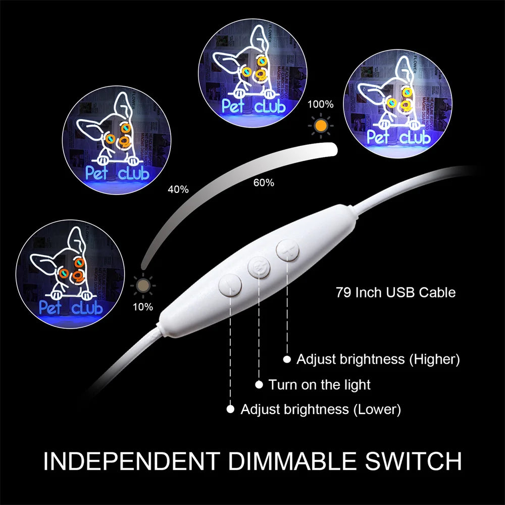 Pet Club 5V USB LED Ljusskylt - Prisvärd
