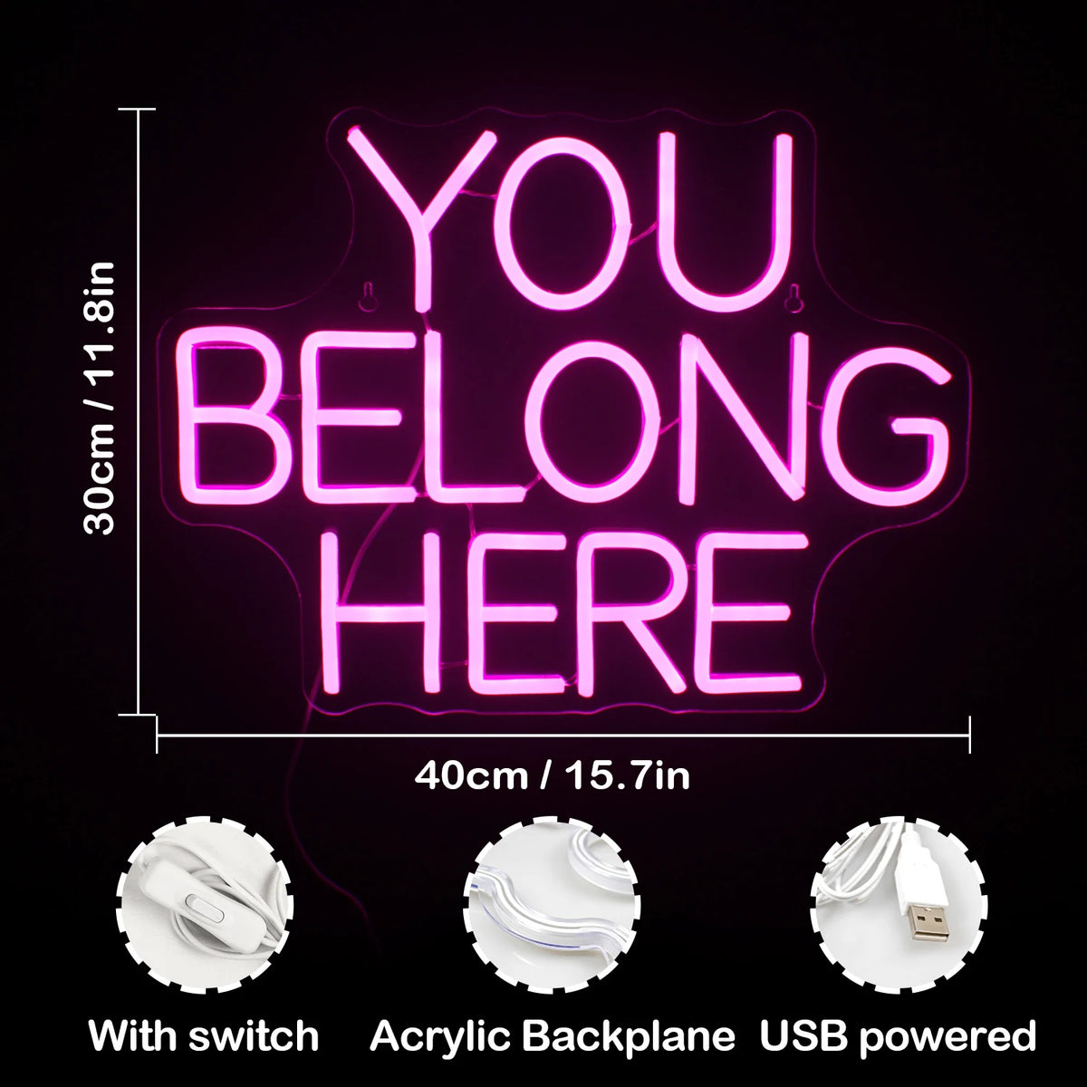 You Belong Here – LED-neonskylt (5 V USB)