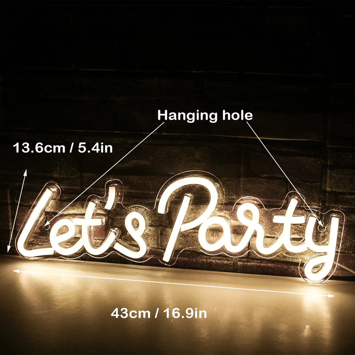 Let's Party – LED-neonskylt (5 V USB)