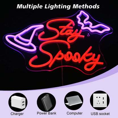 Stay Spooky 5V USB LED Ljusskylt - Budgetvänlig