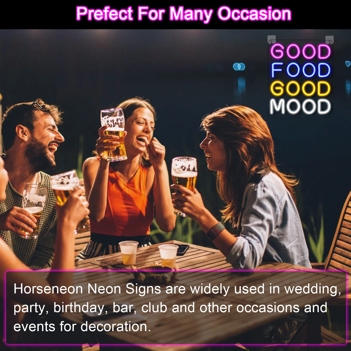 Good Food Good Mood – LED-ljusskylt (5 V USB)