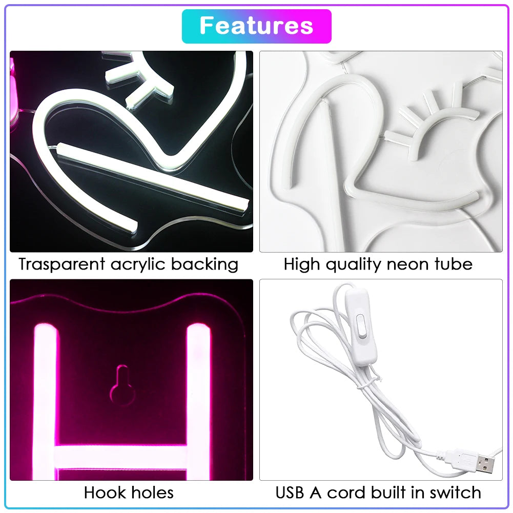 Lash Room 5V USB LED Ljusskylt - Prisvärd