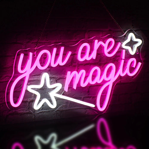 you are magic – Trollstav och stjärnor – LED-neonskylt (5 V USB)