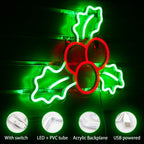 Järnek med bär – LED-neonskylt (5 V USB)