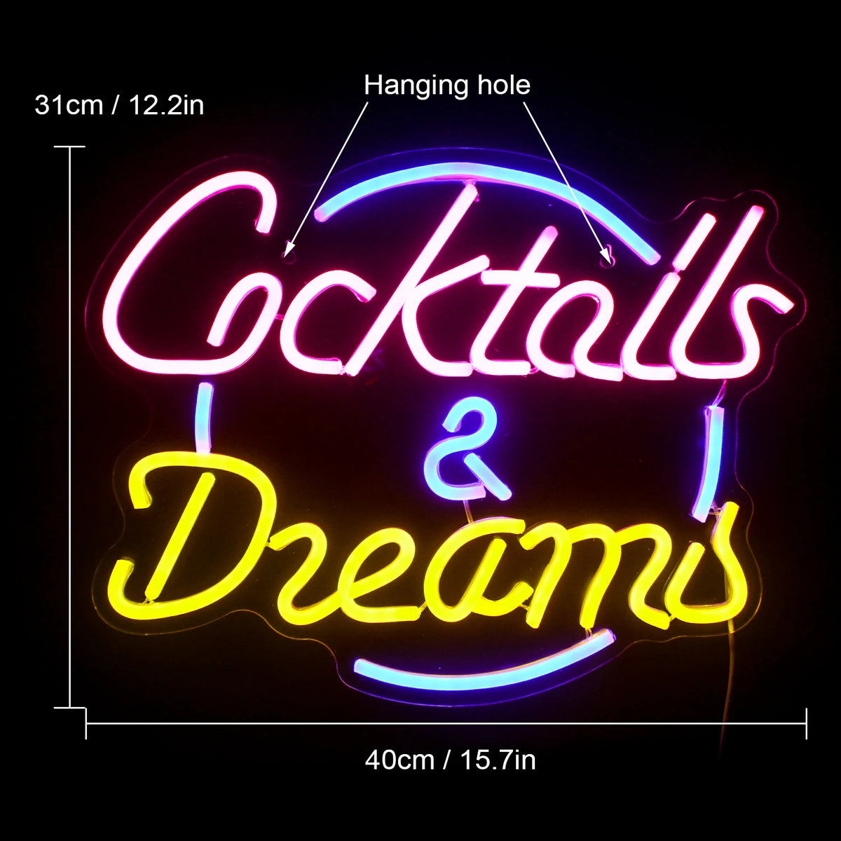 Cocktails Dreams – LED-neonskylt (5 V USB)