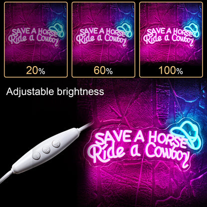 Spara en Häst Rid en Cowboy 5V USB LED Ljusskylt - Budgetvänlig
