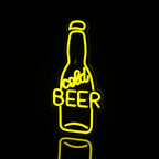 Bilden visar en levande LED-neonskylt i form av en ölmugg.