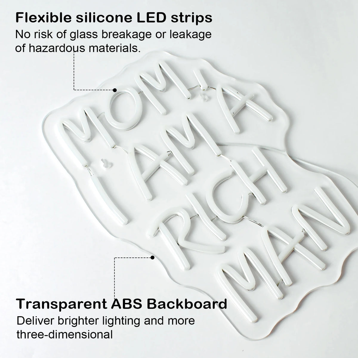 Mom I Am A Rich Man – LED-neonskylt (5 V USB)