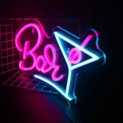 Bar – Cocktailglas – LED-ljusskylt (5 V USB)