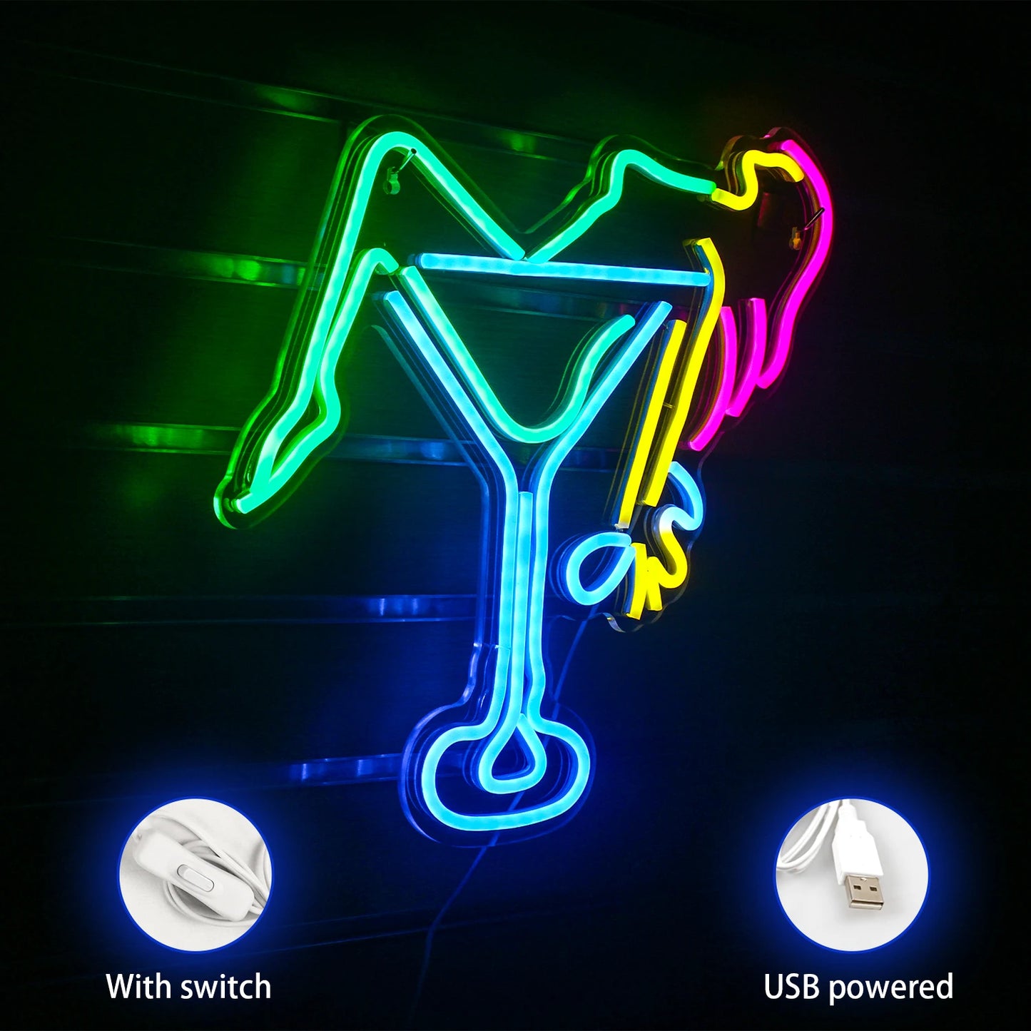 Kvinnor Vinglas 5V USB LED Ljusskylt - Budgetvänlig