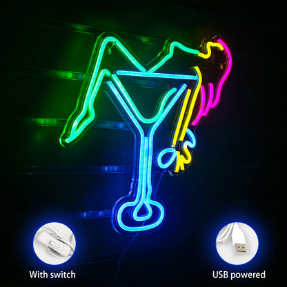 Kvinnor Vinglas 5V USB LED Ljusskylt - Budgetvänlig