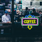 COFFEE – Rektangulär ram och nedåtpil – LED-ljusskylt (5 V USB)