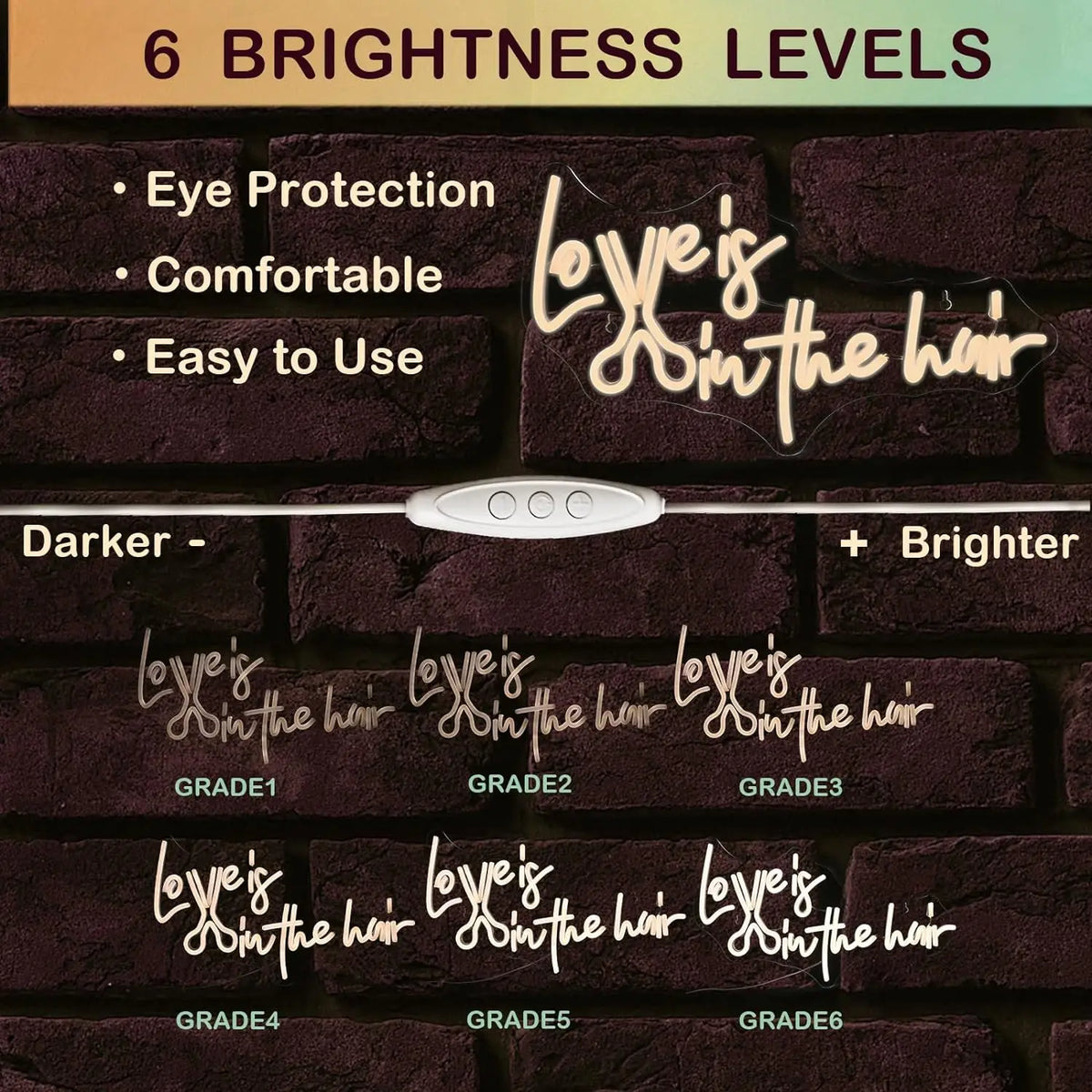 Love is in the hair – Sax integrerad i texten – LED-ljusskylt (5 V USB)