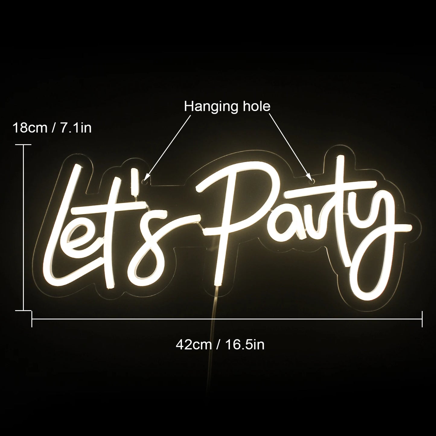 Let's Party 5V USB LED Ljusskylt - Prisvärd