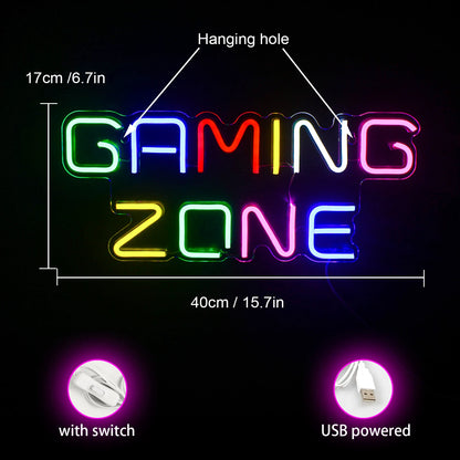 Gaming Zone Färgglad 5V USB LED Ljusskylt - Prisvärd