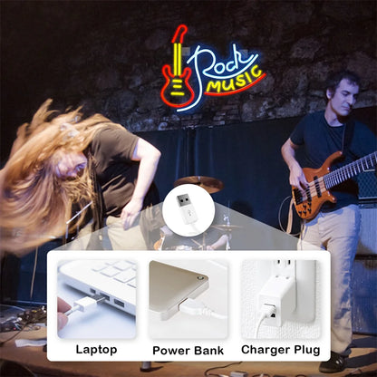Rockmusik 5V USB LED Neonskylt - Prisvärd