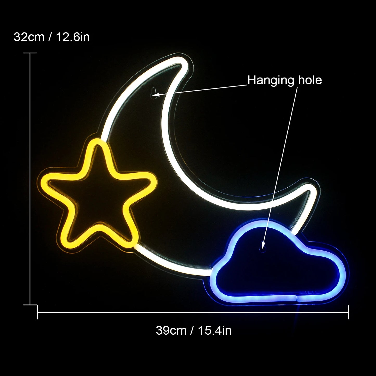 Moon Star 5V USB LED Ljusskylt - Plånboksvänlig