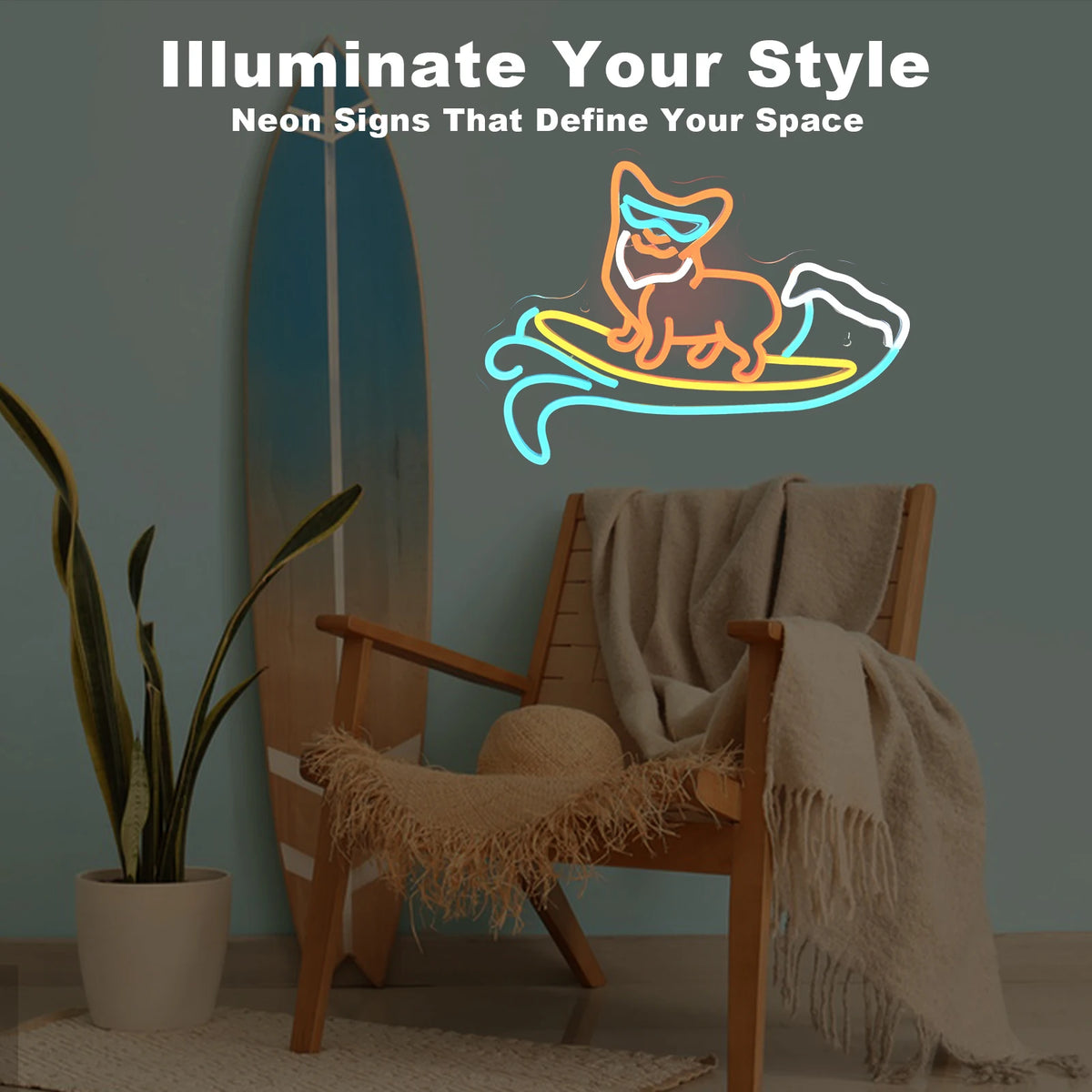 Corgi – LED-neonskylt (5 V USB)
