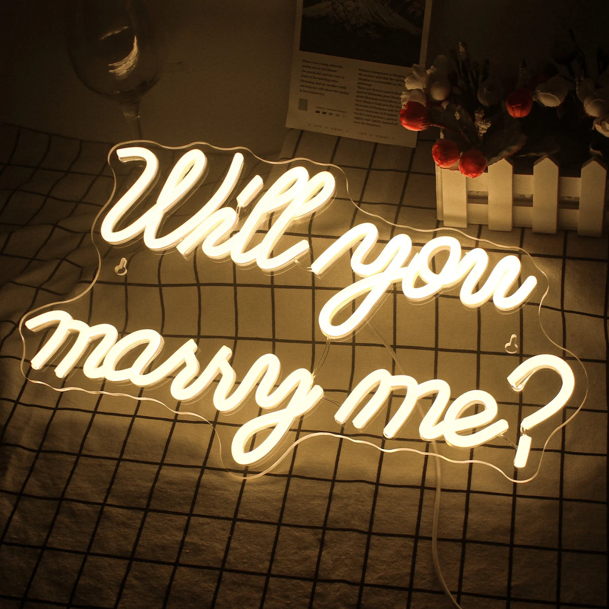 Will You Marry Me Wedding Proposal Decoration Party – LED-neonskylt (5 V USB)