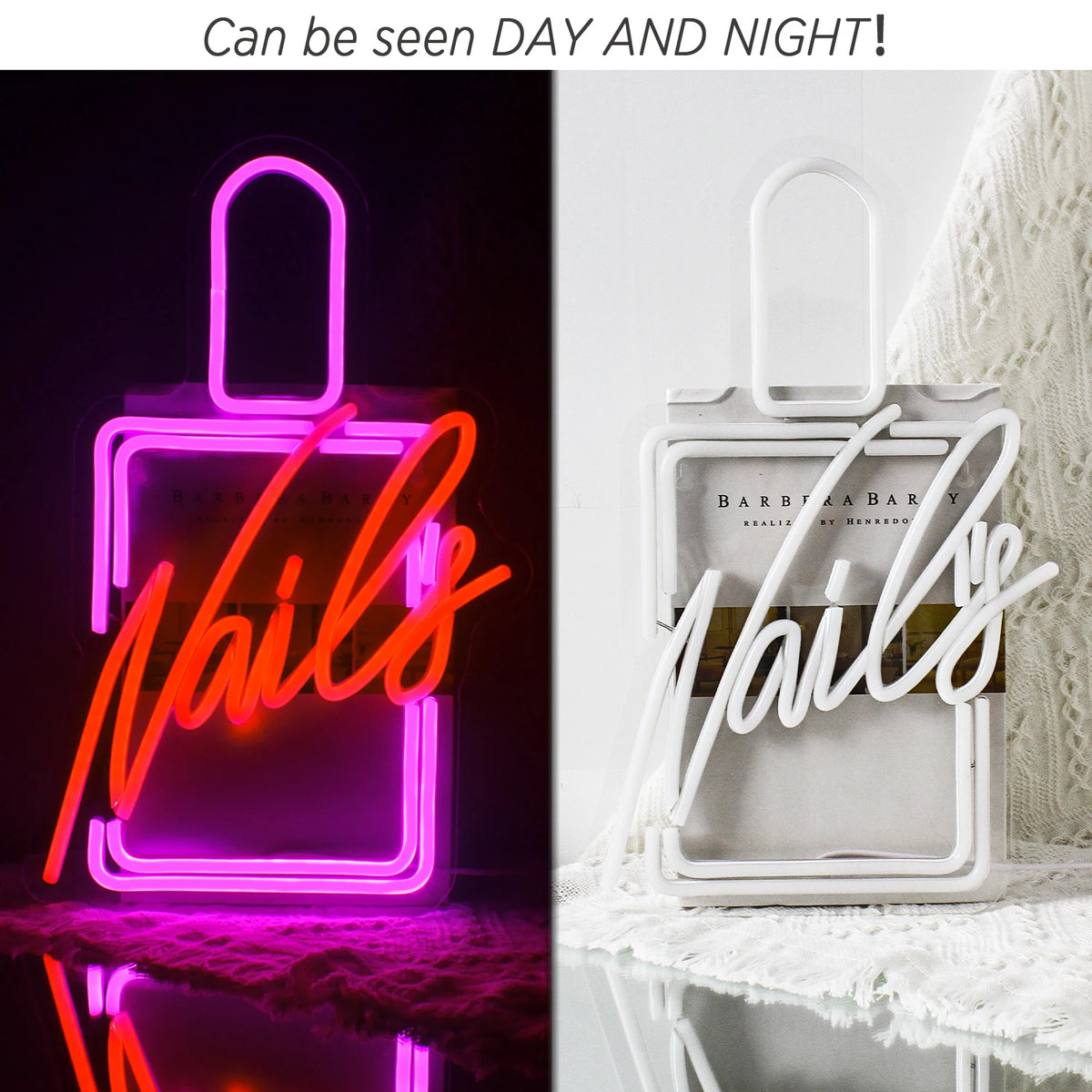 Nails – Nagellacksflaska – LED-ljusskylt (5 V USB)
