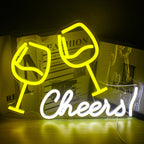 Cheers! – Skålande vinglas – LED-neonskylt (5 V USB)