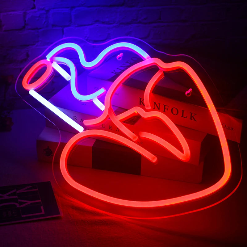 Rökande läppar – LED-neonskylt (5 V USB)