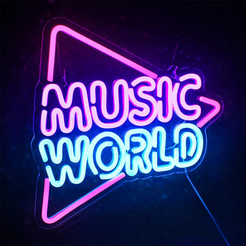 MUSIC WORLD – Triangel – LED-neonskylt (5 V USB)