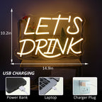 Let's Drink – LED-ljusskylt (5 V USB)