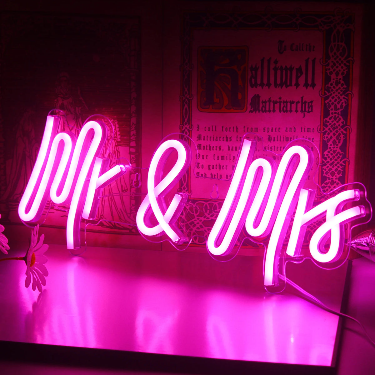 Mr & Mrs – LED-neonskylt (5 V USB)