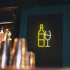 Vinflaska och glas – LED-ljusskylt (5 V USB)