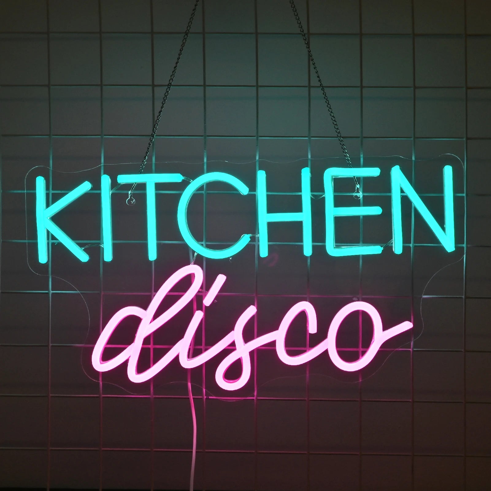 Kitchen Disco 5V USB neon sign showing a colourful decorative design
