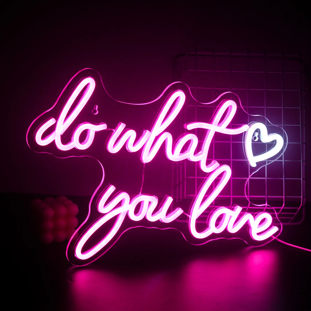 Do What You Love – Hjärta – LED-neonskylt (5 V USB)
